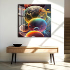 Colorful Planets Glass Wall Art – Epic Space Universe Poster for Modern Interiors
