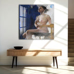 Abstract Nude Glass Wall Art – Modern Artistic Female Figure Painting