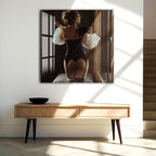 Erotic Lingerie Woman Glass Wall Art – Sensual Boudoir Style for Bedroom & Modern Home Decor