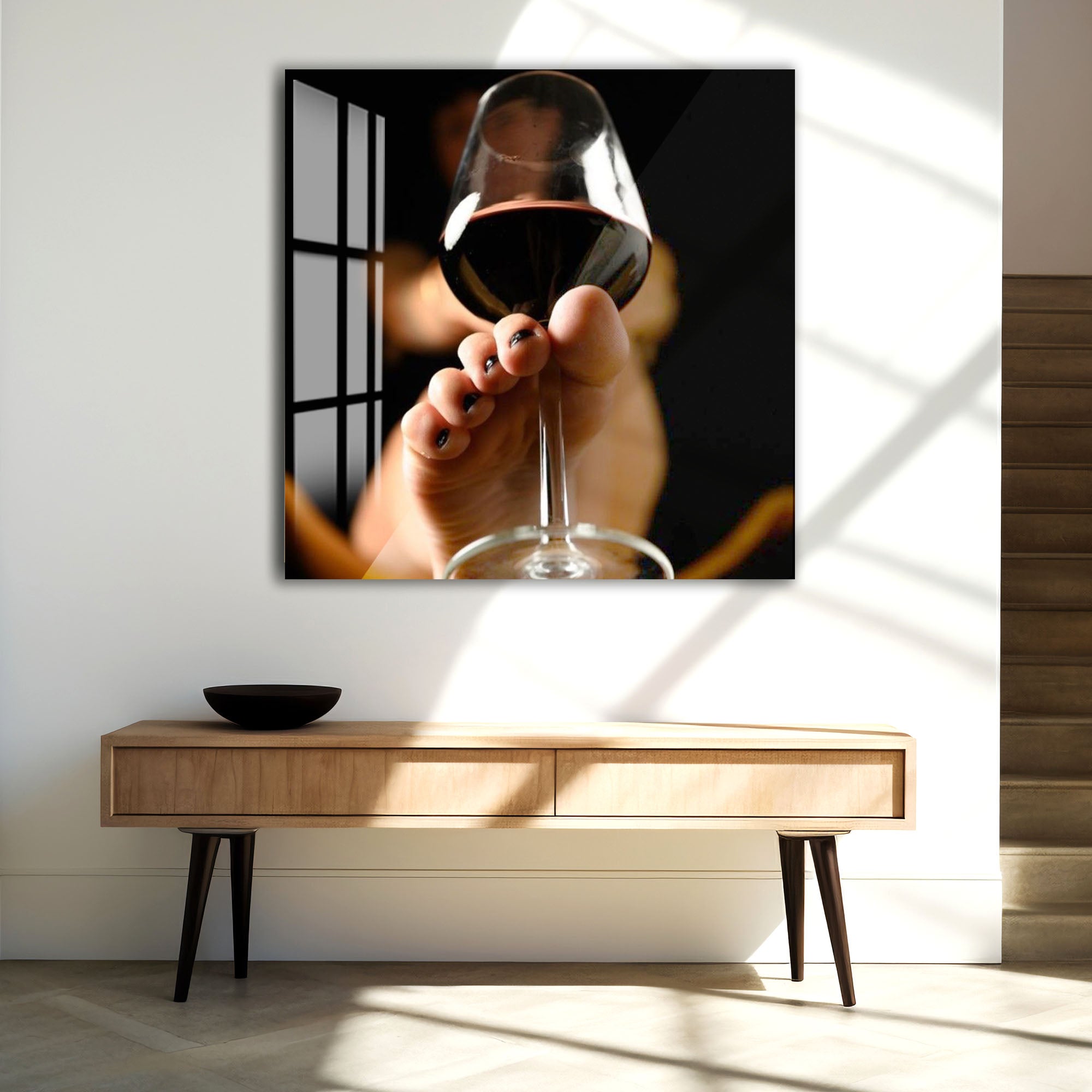 Erotic Wine Glass Wall Art – Sensual Nude Photography for Modern Interiors
