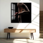 Erotic Legs Glass Wall Art – Sensual High Heels Nude Silhouette Decor