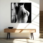 Erotic Nude Glass Wall Art – Sensual Black and White Female Body Decor