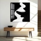 Erotic Abstract Glass Wall Art – Sensual Black and White Silhouette for Modern Interiors