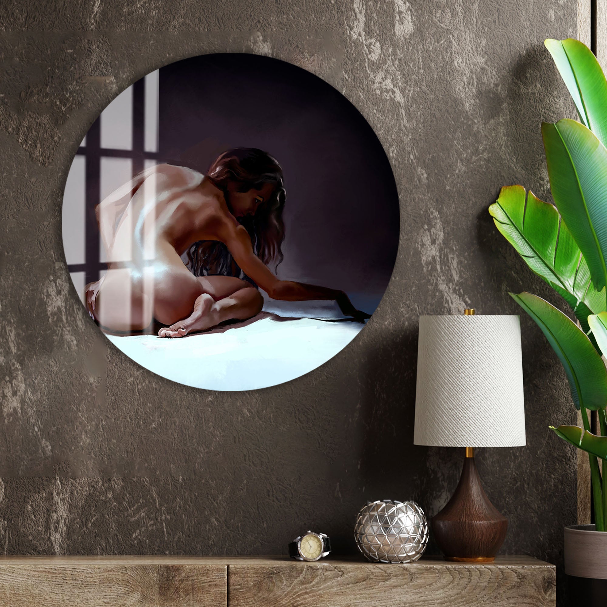 Erotic Nude Woman Glass Wall Art – Sensual Female Back for Bedroom & Modern Home Decor