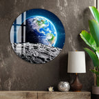 Earth from Moon Glass Wall Art – Stunning Space View Poster for Modern Interiors
