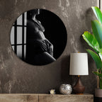 Erotic Female Nude Glass Wall Art – Sensual Black and White Elegance