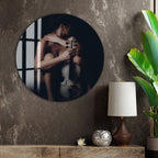 Erotic Nude Glass Wall Art – Sensual Woman with Violin Artistic Decor