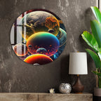 Colorful Planets Glass Wall Art – Epic Space Universe Poster for Modern Interiors