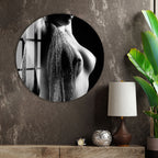 Erotic Nude Glass Wall Art – Sensual Black and White Female Body Decor