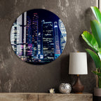 Moscow City Skyline Glass Wall Art – Futuristic Night Skyscraper Poster