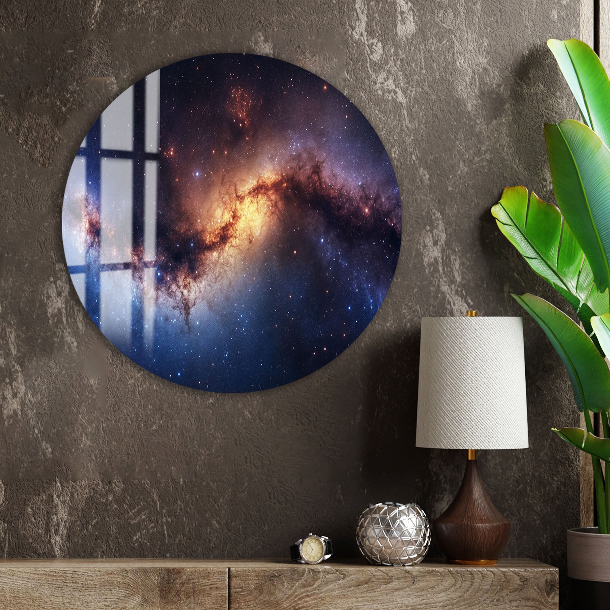 Galaxy Nebula Glass Wall Art – Stunning Cosmic Space Poster for Modern Interiors