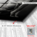 Erotic Couple Glass Wall Art – Sensual Black and White Nude Decor for Modern Interiors
