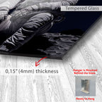 Red Moon Astronaut Glass Wall Art – Futuristic Space Decor for Modern Interiors