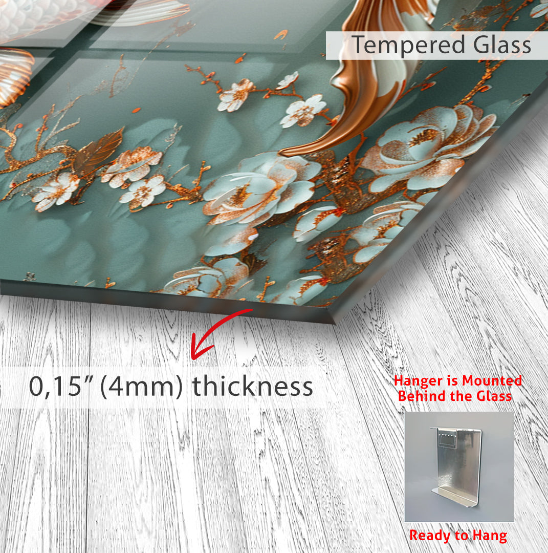 Koi Fish Glass Wall Art – Elegant Japanese Style Artwork for Modern Interiors