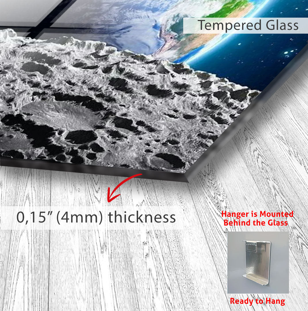 Earth from Moon Glass Wall Art – Stunning Space View Poster for Modern Interiors