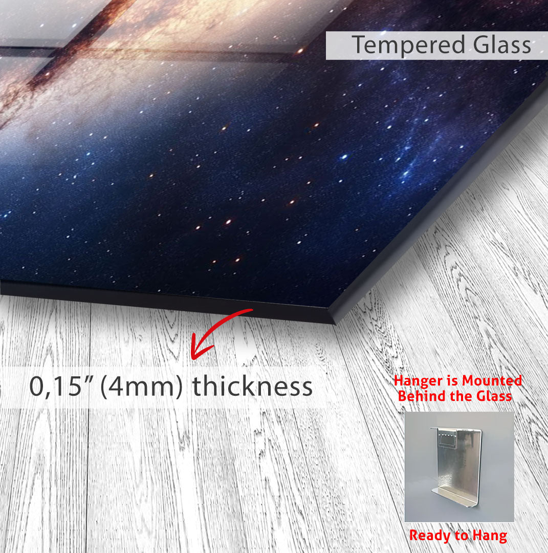 Galaxy Nebula Glass Wall Art – Stunning Cosmic Space Poster for Modern Interiors