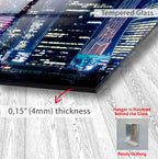 Moscow City Skyline Glass Wall Art – Futuristic Night Skyscraper Poster