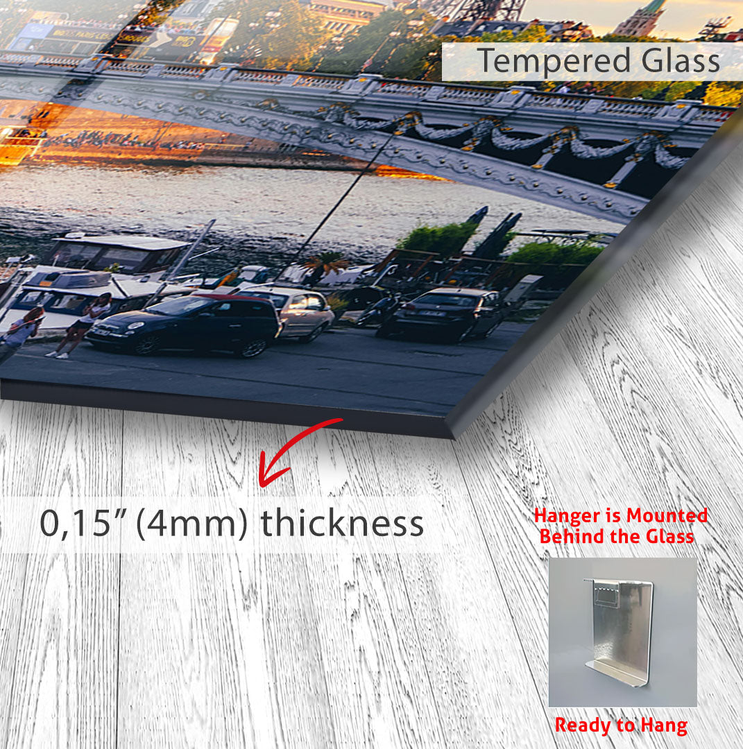 Paris Eiffel Tower Glass Wall Art – Stunning Cityscape Poster for Modern Interiors