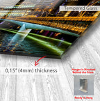 Singapore Skyline Glass Wall Art – Modern Cityscape Poster with Night Lights