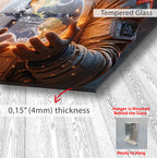 Astronaut Holding Earth Glass Wall Art – Futuristic Space Decor for Modern Interiors