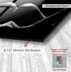 Erotic Nude Glass Wall Art – Sensual Black and White Intimate Body Decor