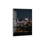Istanbul Mosque Night View Glass Wall Art – Elegant Cityscape Poster for Modern Interiors
