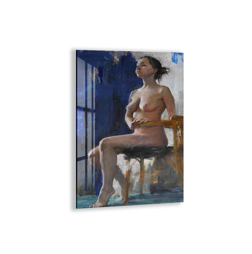 Abstract Nude Glass Wall Art – Modern Artistic Female Figure Painting