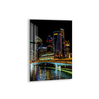 Singapore Skyline Glass Wall Art – Modern Cityscape Poster with Night Lights