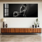 Erotic Couple Glass Wall Art – Sensual Black and White Nude Decor for Modern Interiors