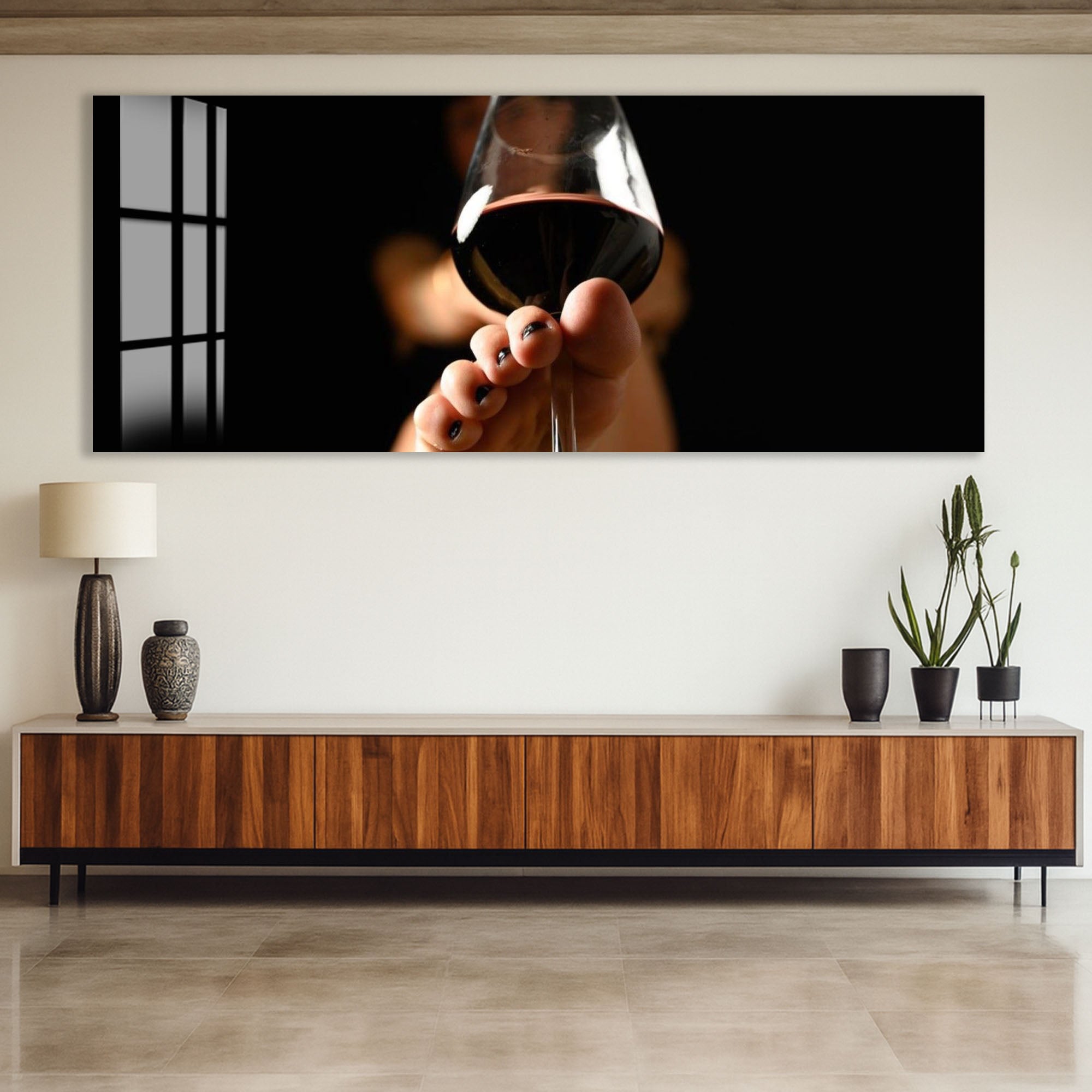 Erotic Wine Glass Wall Art – Sensual Nude Photography for Modern Interiors