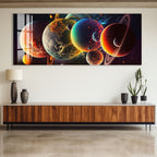 Colorful Planets Glass Wall Art – Epic Space Universe Poster for Modern Interiors