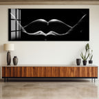 Erotic Nude Glass Wall Art – Sensual Black and White Intimate Body Decor