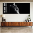 Erotic Female Nude Glass Wall Art – Sensual Black and White Elegance