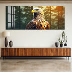 Geometric Eagle Glass Wall Art – Modern Wildlife Polygon Style Poster for Interiors