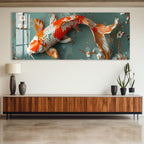 Koi Fish Glass Wall Art – Elegant Japanese Style Artwork for Modern Interiors