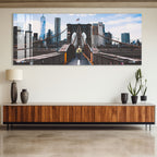 Brooklyn Bridge Glass Wall Art – Iconic New York Cityscape Poster for Modern Interiors