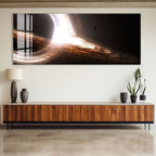 Black Hole Glass Wall Art – Epic Space Phenomenon Poster for Modern Interiors