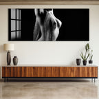 Erotic Nude Glass Wall Art – Sensual Black and White Female Body Decor