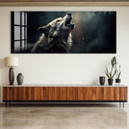 Howling Wolf Glass Wall Art – Powerful Wildlife Artwork for Modern Interiors