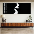 Erotic Abstract Glass Wall Art – Sensual Black and White Silhouette for Modern Interiors