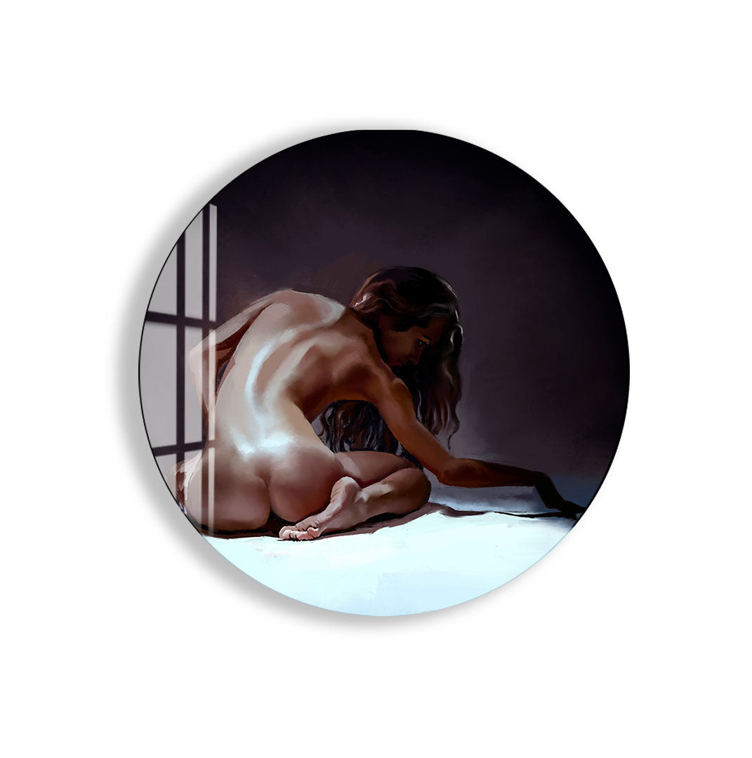 Erotic Nude Woman Glass Wall Art – Sensual Female Back for Bedroom & Modern Home Decor