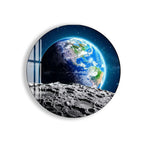 Earth from Moon Glass Wall Art – Stunning Space View Poster for Modern Interiors