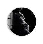 Erotic Female Nude Glass Wall Art – Sensual Black and White Elegance