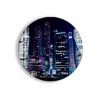 Moscow City Skyline Glass Wall Art – Futuristic Night Skyscraper Poster