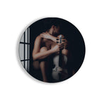 Erotic Nude Glass Wall Art – Sensual Woman with Violin Artistic Decor