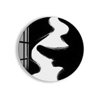 Erotic Abstract Glass Wall Art – Sensual Black and White Silhouette for Modern Interiors
