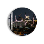 Istanbul Mosque Night View Glass Wall Art – Elegant Cityscape Poster for Modern Interiors