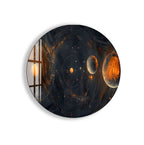 Solar System Glass Wall Art – Cosmic Planetary Orbit Design for Modern Interiors