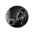 Erotic Couple Glass Wall Art – Sensual Black and White Nude Decor for Modern Interiors
