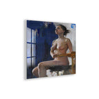 Abstract Nude Glass Wall Art – Modern Artistic Female Figure Painting